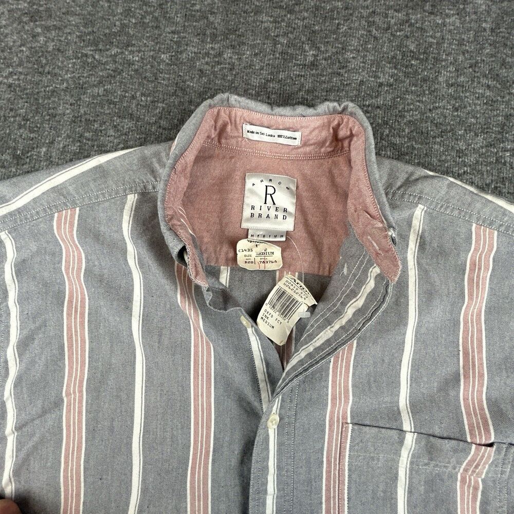 VTG Arrow River Brand Shirt Mens Sz M Oxford Fancy Ink Long Sleeve 100% Cotton - Picture 2 of 9
